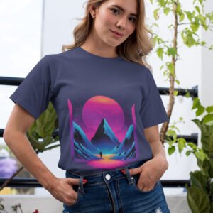 Sun and Mountain Adventure Neon Women's T-Shirt - Adventure-Ready Design