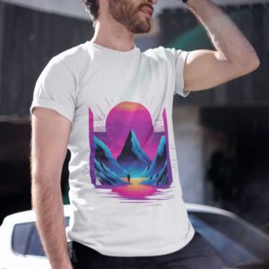 Sun and Mountain Adventure Neon T-Shirt - Experience the thrill of the outdoors with this vibrant tee.