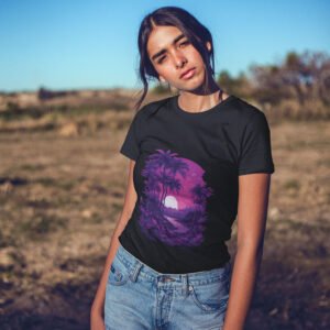 Neon Coconut and Sun Adventure Women's T-Shirt - Vibrant Tropical Design