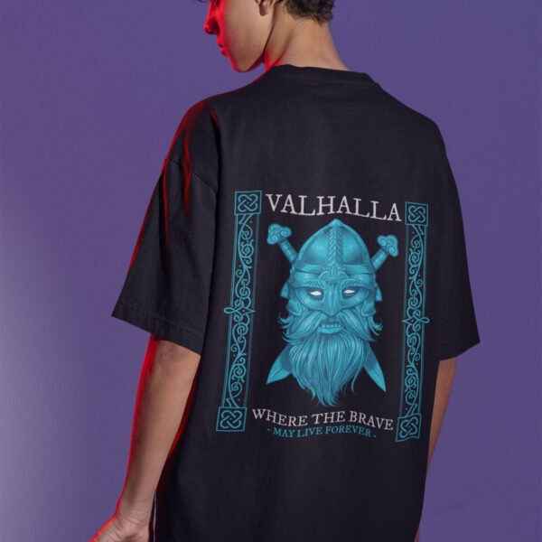 Valhalla White Text Unisex Oversized Premium T-Shirt - Mythic Elegance in Comfortable Style