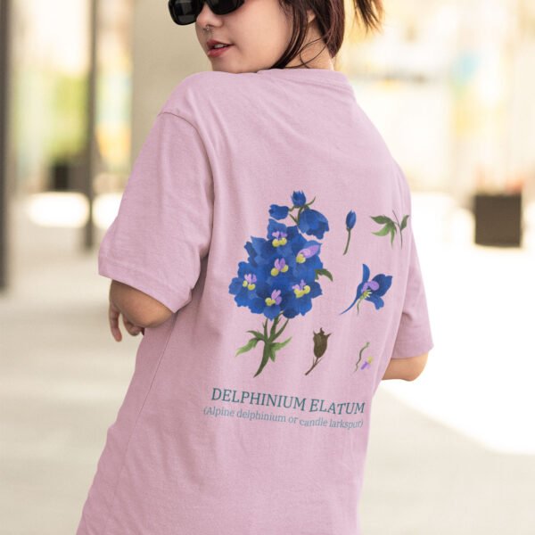 Delphinium Elatum Unisex Oversized Premium T-Shirt - Botanical Elegance in Comfortable Style