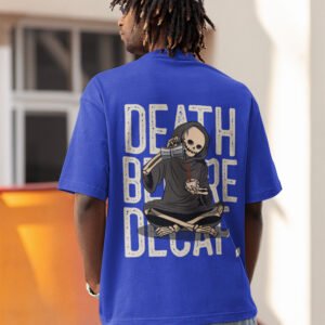 Death Before Decaf. Unisex Oversized Premium T-Shirt - Bold Coffee Lover's Statement