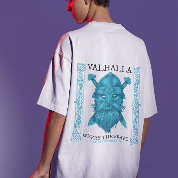 Valhalla Black Text Unisex Oversized Premium T-Shirt - Mythic Comfort and Style