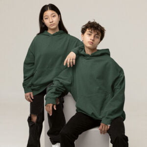 Unisex Oversized Hooded Sweatshirt Bottle Green - Cozy Classic