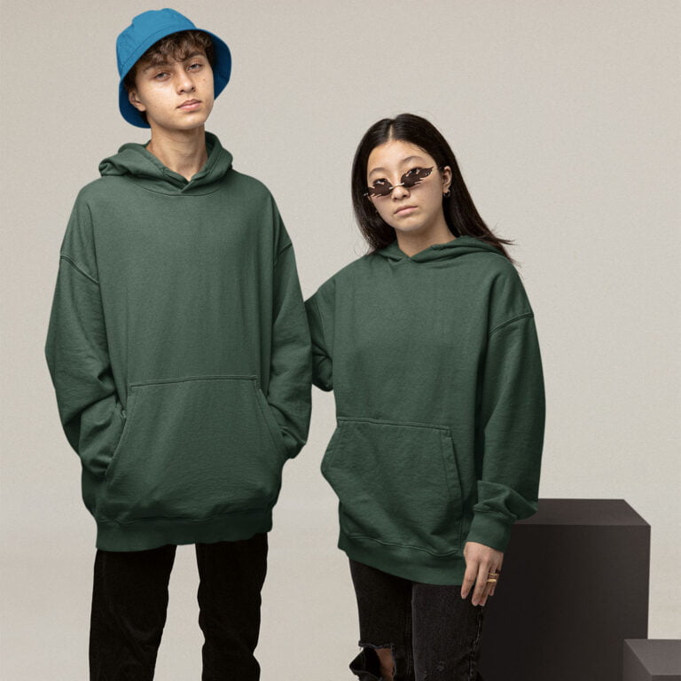 Unisex Oversized Hooded Sweatshirt Bottle Green - Cozy Classic