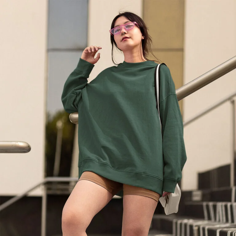 Unisex Oversized Sweatshirt Bottle Green - Comfort and Style