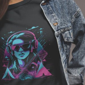 Neon Girl Enjoying Music T-Shirt - Energetic Music Design