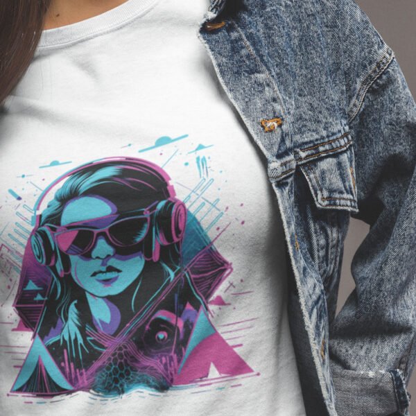 Neon Girl Enjoying Music T-Shirt - Energetic Music Design