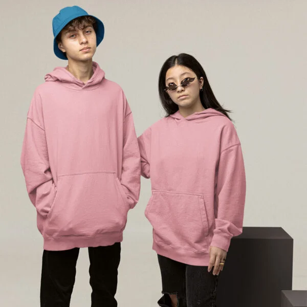 Unisex Oversized Hooded Sweatshirt Light Baby Pink - Comfort and Elegance